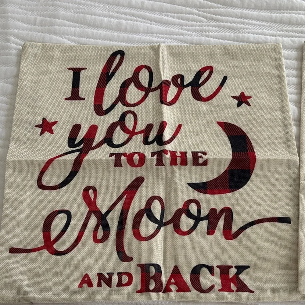 Love and Blessings Accent Pillow Covers Set of 2 Like New  17.5 x 17.5 inches Sq